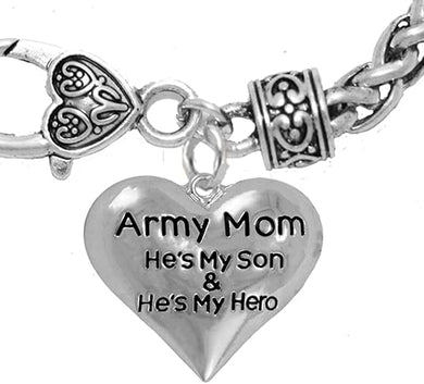 Army, My Son is My Hero Bracelet, Hypoallergenic, Safe-Nickel, Lead, Cadmium Free