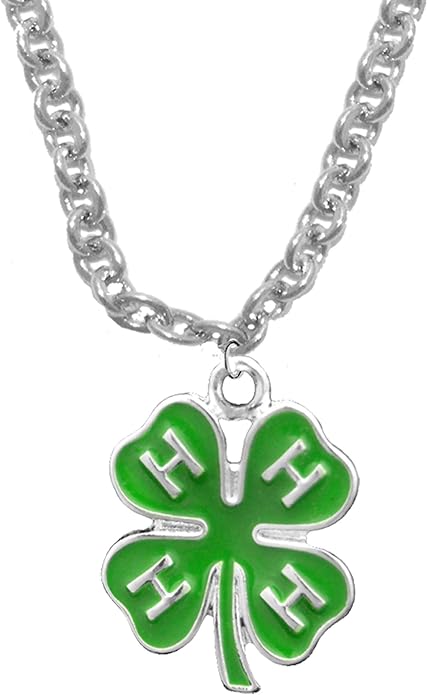 4-H Club Adjustable Cable Chain Charm Necklace,What A Great Gift For Yourself Or Someone Special. Gift Ready Comes In A Black Velvet Bag. Hypoallergenic-Safe, No Nickel, Lead, Or Cadmium In The Metal. Handmade In The USA By Veterans.