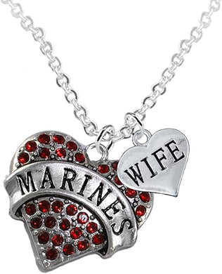 Marine Wife Heart Necklace, Adjustable, Hypoallergenic, Will NOT Irritate Anyone with Sensitive Skin. Safe- Nickel, Lead and Cadmium Free