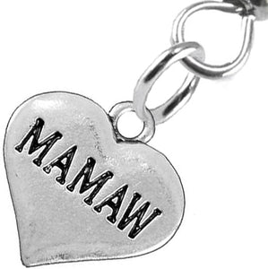 Mamaw Heart Charm Fishhook Earring Hypoallergenic, Safe-Nickel, Lead & Cadmium Free!