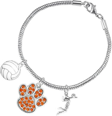 Orange Crystal Paw Volleyball, Adjustable, Safe-Hypoallergenic, Nickel, Lead Free