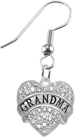 Grandma Crystal Heart Earrings, Safe-Hypoallergenic, Nickel, Lead & Cadmium Free!