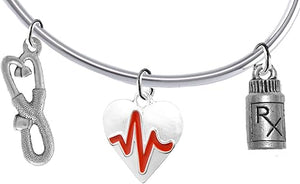 Heartbeat, Nurse Add-A-Charm Bracelet, Hypoallergenic, Safe-Nickel, Lead, Free