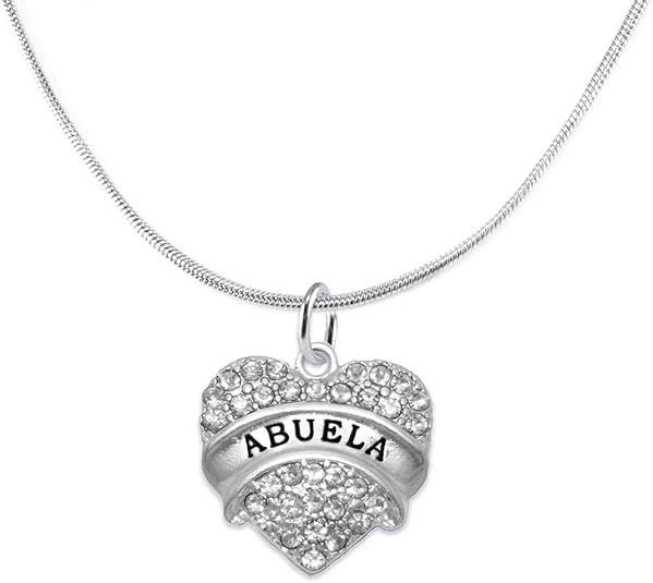 Abuela Crystal Heart Necklace, Safe-Hypoallergenic, Nickel, Lead & Cadmium Free!
