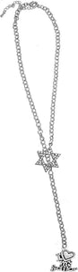 Jewish Navy, I Love My Sailor Crystal Heart Through A Crystal Star Of David, Rolo Chain Necklace Hypoallergenic, Safe-Nickel, Lead, And Cadmium Free