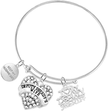 Deputy Sheriff's Wife Keep My Husband Safe, Bracelet, Hypoallergenic Adjustable Nickle, Lead Free