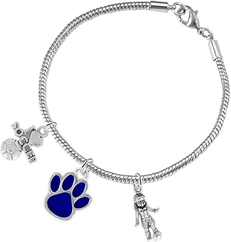 The, Soccer Jewelry Blue Paw Hypoallergenic Adjustable, Safe-Nickel, Lead Free