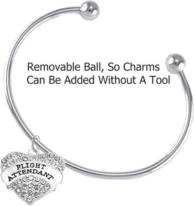 Flight Attendant, Hypoallergenic Adjustable Charm Bracelet, Removable Ball, Add Charms Without Tools, Nickel, Lead, and Cadmium Free