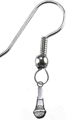 Singer, Entertainer, Speaker, Auctioneer,Announcer, Opera,Vocal Micraphone On A STERLING SILVER Solid .925 Sterling Earring, Not Plated Or Coated.Cable Chain Necklace, Charm-Nickel, Lead, Cadmium Free
