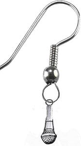 Singer, Entertainer, Speaker, Auctioneer,Announcer, Opera,Vocal Micraphone On A STERLING SILVER Solid .925 Sterling Earring, Not Plated Or Coated.Cable Chain Necklace, Charm-Nickel, Lead, Cadmium Free