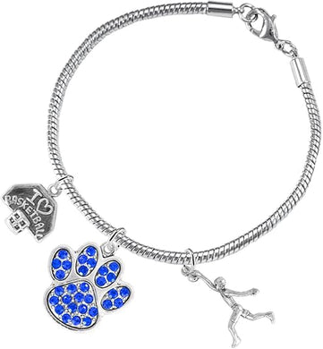 Blue Paw Crystal Basketball Jewelry, Adjustable, Safe-Hypoallergenic, Nickel, Lead Free