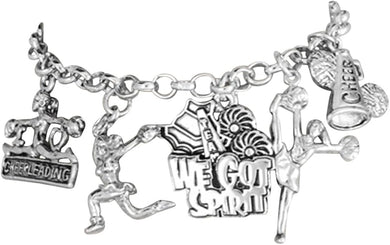 Cheerleader 5 Charm Bracelet, Safe-Hypoallergenic, Nickel Free