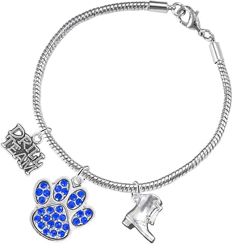 The, Drill Team Jewelry Blue Crystal Paw Hypoallergenic Adjustable, Safe-Nickel, Lead Free
