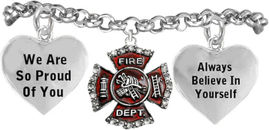 Firefighter's Crystal We are So Proud of You Adjustable Hypoallergenic Safe-Nickel, Lead & Cadmium Free!