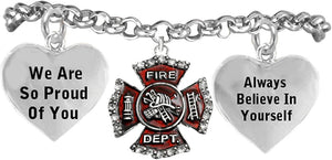 Firefighter's Crystal We are So Proud of You Adjustable Hypoallergenic Safe-Nickel, Lead & Cadmium Free!