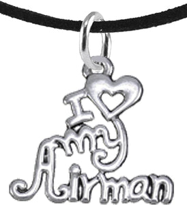 Air Force, I Love My Airman, Adjustable Necklace Hypoallergenic, Safe-Nickel, Lead, Cadmium Free