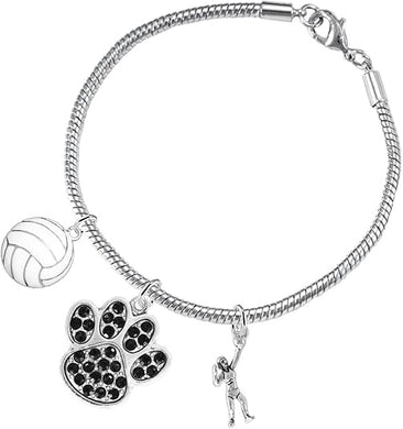 Black Crystal Paw Volleyball, Adjustable, Safe-Hypoallergenic, Nickel, Lead Free
