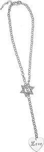 Jewish, To The World You May Be Someone, But To Me You Are The World Heart, Through A Crystal Star Of David, Rolo Chain Necklace Hypoallergenic, Safe-Nickel, Lead, And Cadmium Free