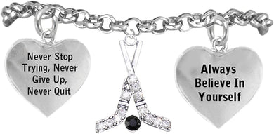 Ice Hockey Crystal Sticks Never Give Up, Never Quit Adjustable-Hypoallergenic Nickel Free