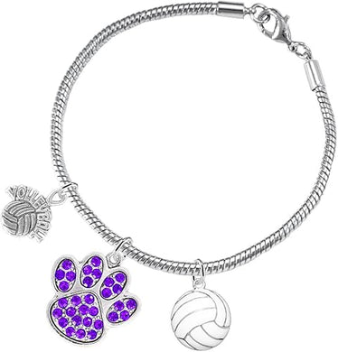 Purple Crystal Paw Volleyball, Adjustable, Safe-Hypoallergenic, Nickel, Lead Free