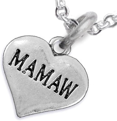 Mamaw Heart Charm Necklace Hypoallergenic, Adjustable, Safe, Nickel, Lead & Cadmium Free!