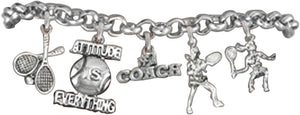 Tennis 5 Charm Attitude Is Everything Bracelet, Great Gift, Hypoallergenic, Safe-Nickel, Lead, and Cadmium Free!