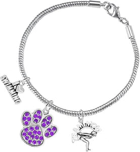 Swimming 3 Charm Purple Crystal Paw Bracelet Hypoallergenic, Safe-Nickel, Lead & Cadmium Free!