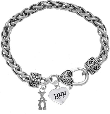 CardinaliJewelry Chi Omega, Best Friends Forever, Authorized Sorority Jewelry Manufacturer, Antique Wheat Chain Bracelet, Hypoallergenic- Safe, No Nickel, No Lead, and No Poisonous Cadmium