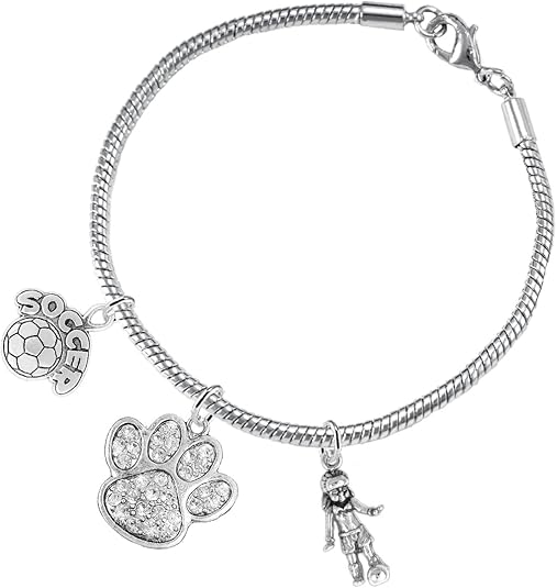 The, Soccer Jewelry Crystal Paw Hypoallergenic Adjustable, Safe-Nickel, Lead Free