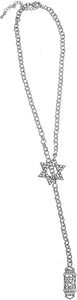 Jewish Mezuzah, Beautifully Sculputered Through A Crystal Star Of David, Rolo Chain Necklace Hypoallergenic, Safe-Nickel, Lead, And Cadmium Free