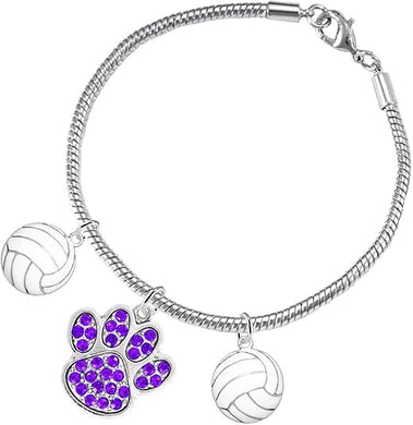 Purple Crystal Paw Volleyball, Adjustable, Safe-Hypoallergenic, Nickel, Lead Free
