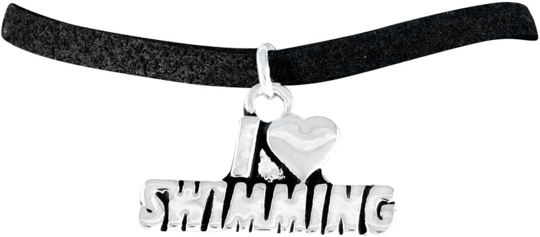 Swimming I Love Swimming Bracelet Adjustable Hypoallergenic, Safe-Nickel, Lead & Cadmium Free!
