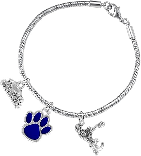 Paw Crystal Cheer 3 Charm Bracelet Safe-Hypoallergenic, Nickel, Lead and Cadmium Free