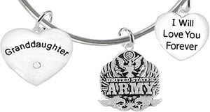 Granddaughter, I Will Love You Forever, Army Hypoallergenic, Safe-Nickel Free, No Poisonous Lead Or Cadmium
