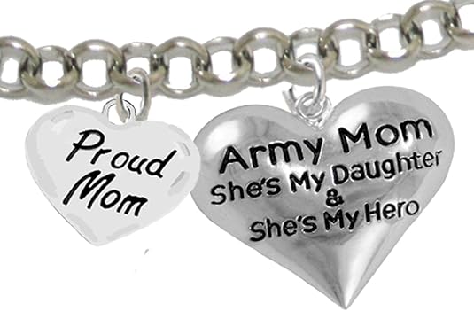 Army, Enlisted Daughter, Proud Mom, My Daughter is My Hero Bracelet, Adjustable Bracelet, Hypoallergenic, Safe-Nickel, Lead, Cadmium Free