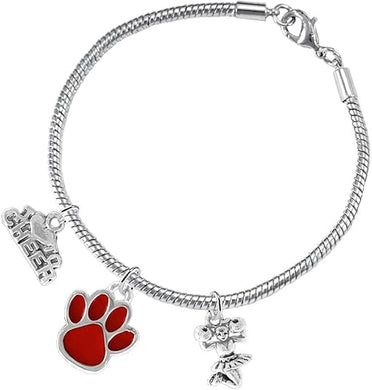 Red Paw Cheer 3 Charm Bracelet Safe-Hypoallergenic, Nickel, Lead and Cadmium Free