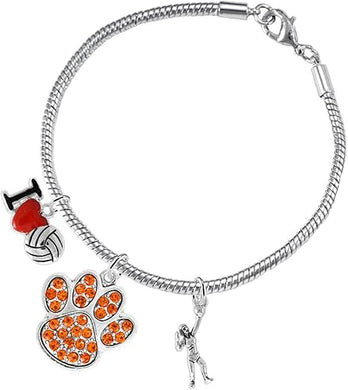 Orange Crystal Paw Volleyball, Adjustable, Safe-Hypoallergenic, Nickel, Lead Free