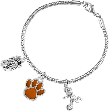 The, Soccer Jewelry Orange Paw Hypoallergenic Adjustable, Safe-Nickel, Lead Free