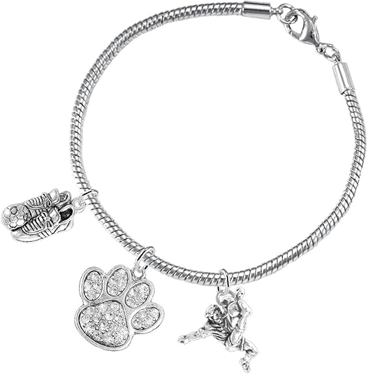 The, Soccer Jewelry Crystal Paw Hypoallergenic Adjustable, Safe-Nickel, Lead Free