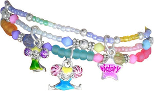 Children's "Cheer" Charm Bracelets (3 Bracelets Tied With Ribbon In Package), Multi Colors, Safe-Hypoallergenic, Nickel, Lead and Cadmium Free