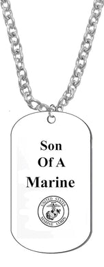 Son Of A Marine Dog Tag On A Silvertone Cable Chain Necklace. 9-12 Inches. What A Great Gift For Yourself, Or Somebody Special. Beautiful Premium Quality, Silvertone Finish.
