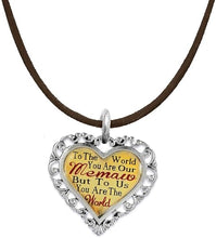 Memaw Heart Charm Necklace Hypoallergenic, Adjustable, Safe, Nickel, Lead & Cadmium Free!