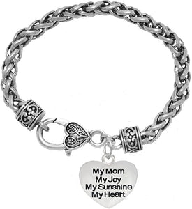 Message Jewelry, My Mom, My Joy, My Sunshine, My Heart, Bracelet, Hypoallergenic, Safe-Nickel, Lead, Free