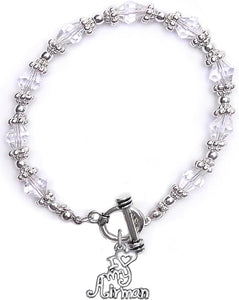 Air Force, I Love My Airman, Clear Crystal Bracelet Hypoallergenic, Safe-Nickel, Lead, Cadmium Free