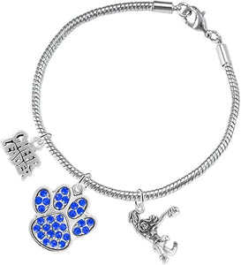 Blue Paw Crystal Cheer 3 Charm Bracelet Safe-Hypoallergenic, Nickel, Lead and Cadmium Free