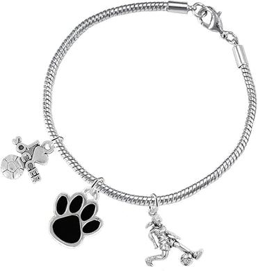 The, Soccer Jewelry Black Paw Hypoallergenic Adjustable, Safe-Nickel, Lead Free