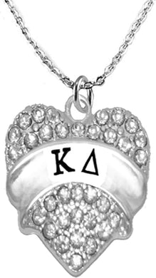 Kappa Delta Crystal Heart Necklace - Licensed Sorority Jewelry Manufacturer