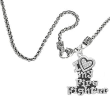 Firefighter, I Love My Firefighter, Genuine Crystal, Necklace, Hypoallergenic, Safe-Nickel, Lead, Free