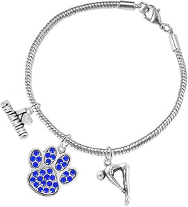 Swimming 3 Charm Blue Crystal Paw Bracelet Hypoallergenic, Safe-Nickel, Lead & Cadmium Free!