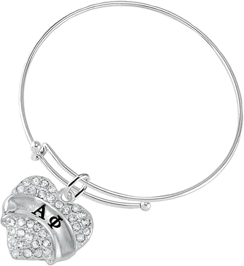 Alpha Phi- Licensed Sorority Jewelry Manufacturer, Hypoallergenic Safe Crystal Heart